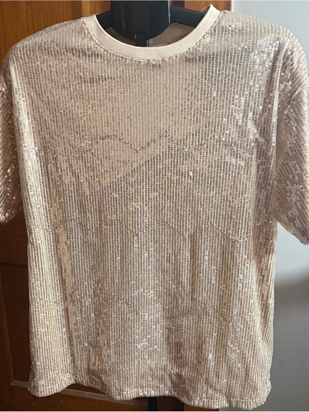 Altar'd State Champagne Sequin Short Sleeve Tee